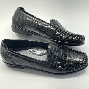 SAS Joy Slip On Women's Black Croc Comfort Moccasins Simplify Loafers Shoes  9 M